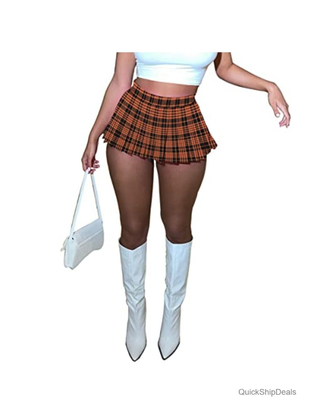 Women's Pleated Mini Skirt High Waisted Stretchy A-Line Skater Tennis Skirt